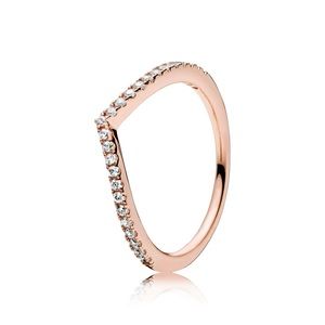 Pandora Sparkling Wishbone Ring Rose Gold